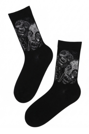 Museum socks featuring Eduard Wiiralt's Absinthe Drinkers artwork – black cotton socks with art print